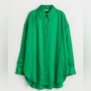 H&M Oversized Green Button Down NWT